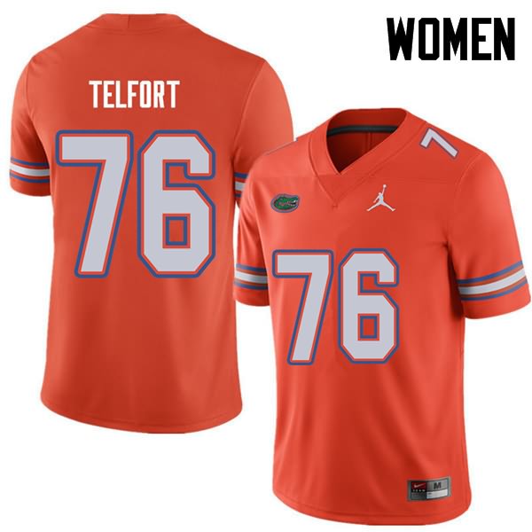 NCAA Florida Gators Kadeem Telfort Women's #76 Jordan Brand Orange Stitched Authentic College Football Jersey HEM2464YD